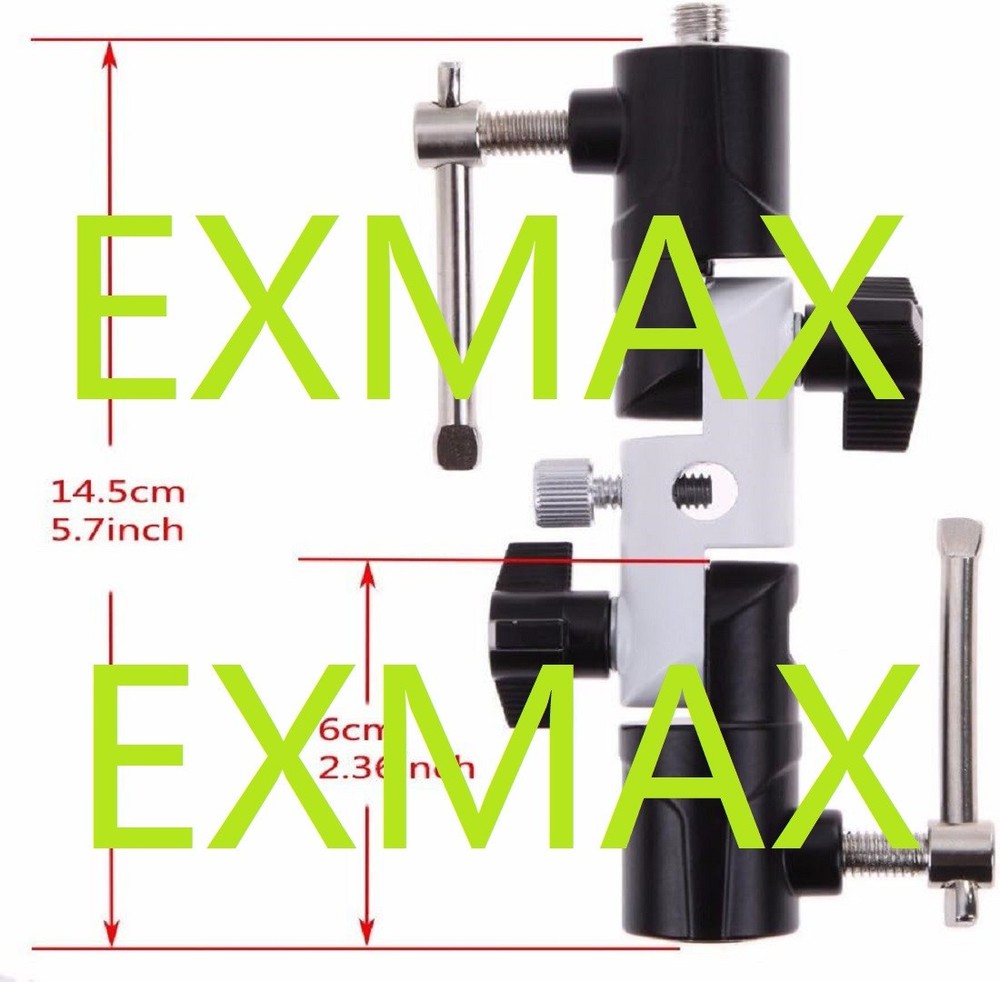 EXMAX Triple (3) Flash Head Adapter with Swivel/Tilt Bracket 3 Section U Shape