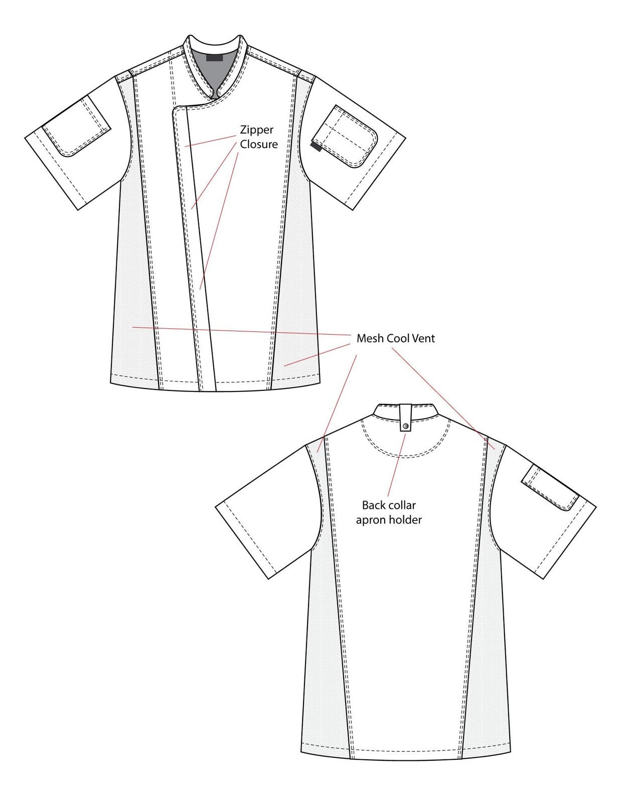 Chef Code Zip Front Cool Breeze Chef Coat Medium Navy