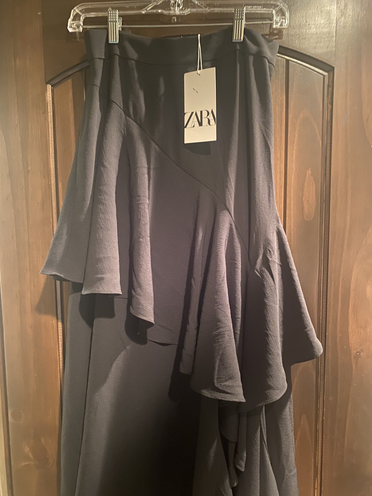 Zara Maxi Skirt Size L Black Gypsy Style Cascading Ruffles