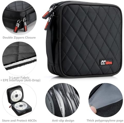 Portable CD DVD storage case organizer