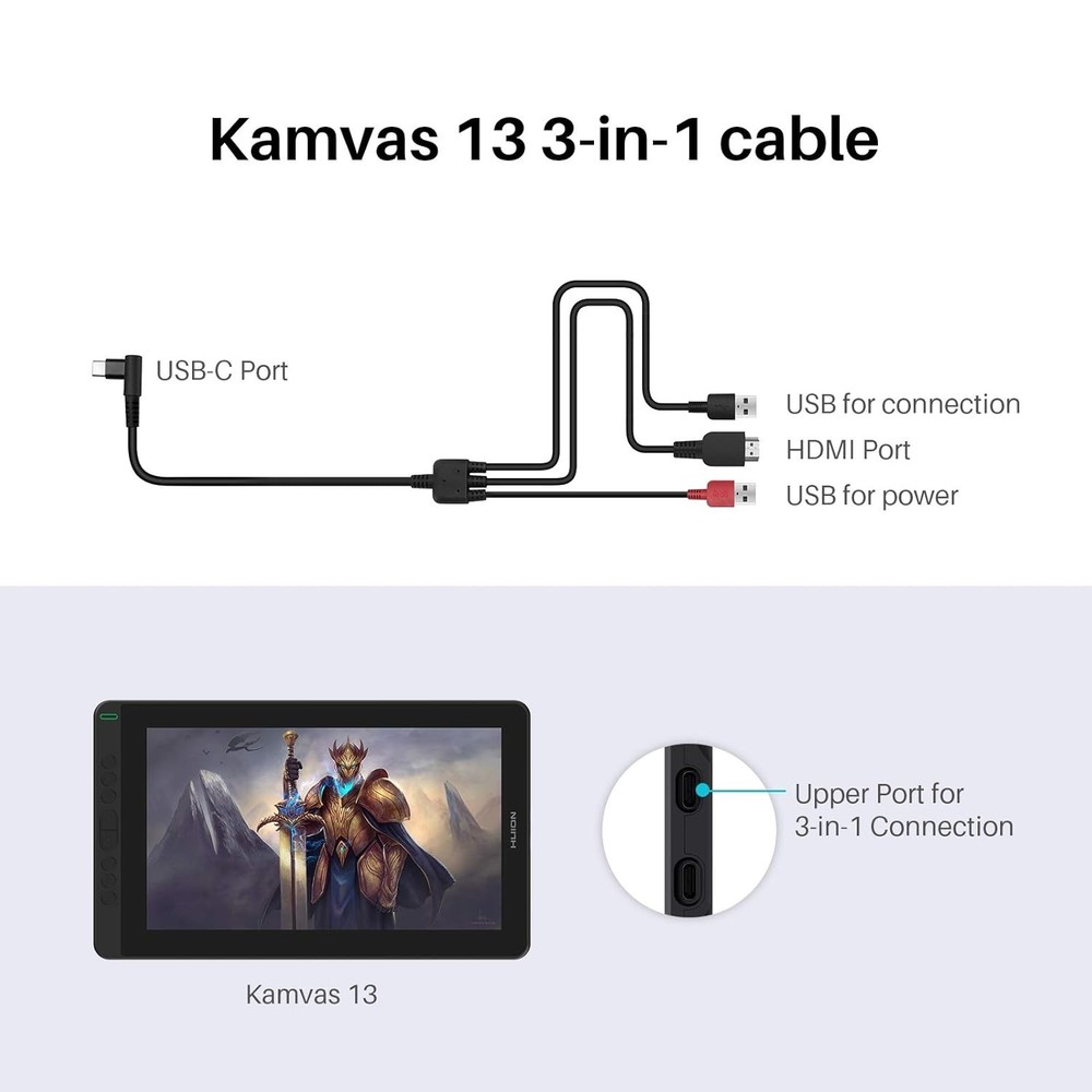 HUION CB05A Kamvas 3in1 Cable Replacement 1 Pack