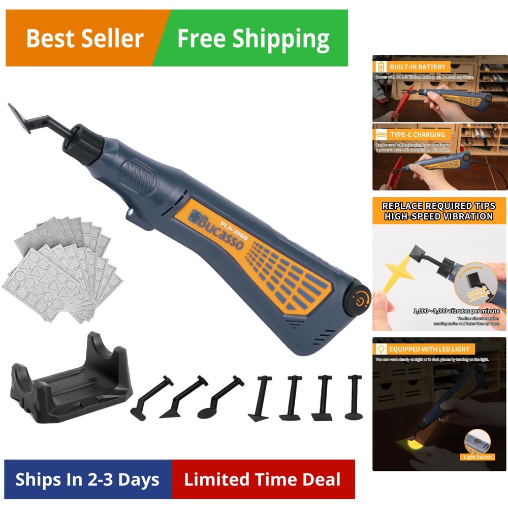 Cordless Pen Sander, Variable Speed and USB Charging with LED Light, Multi-Pu...