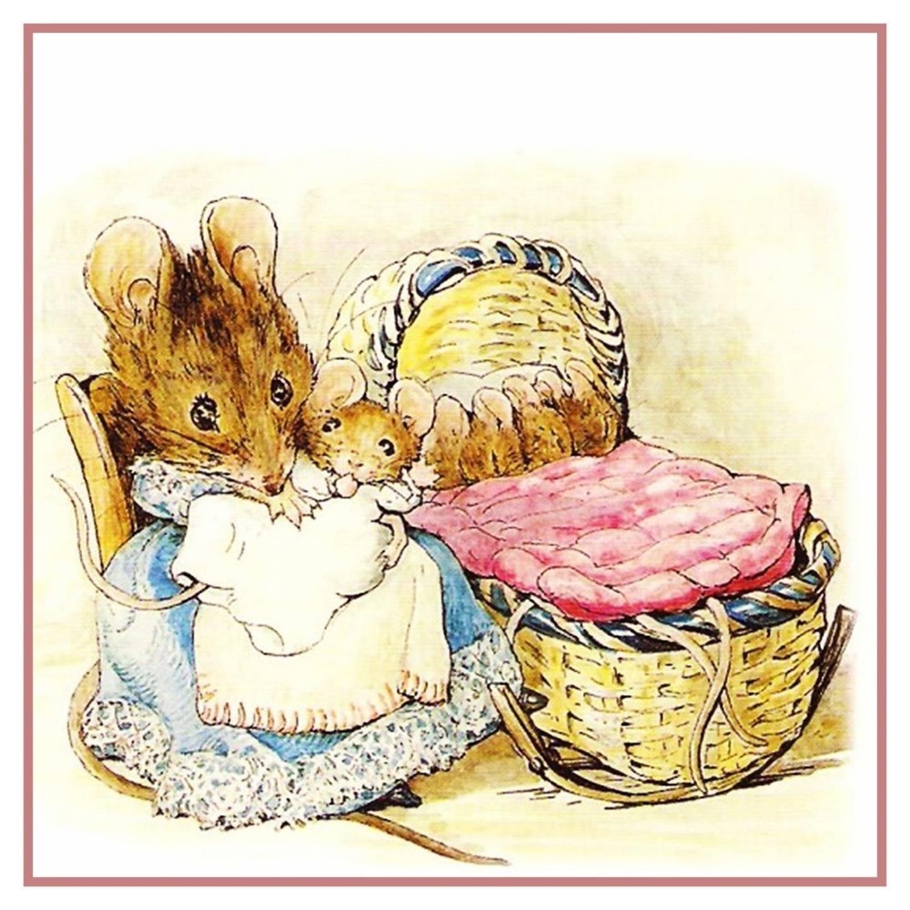 Beatrix Potter Hunca Munca Babies Counted Cross Stitch Chart Pattern