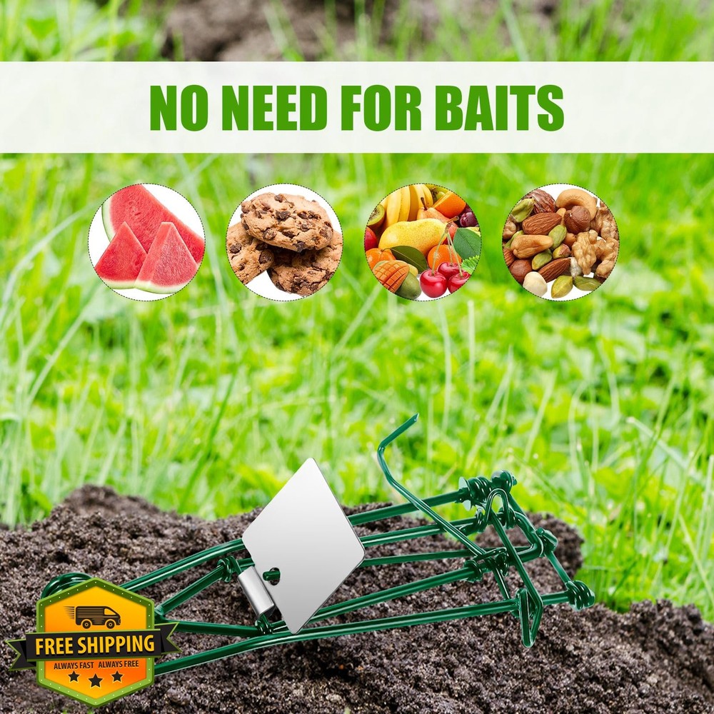 8pk Upgraded Mole Traps Reusable Gopher Killer Metal Lawn Yard