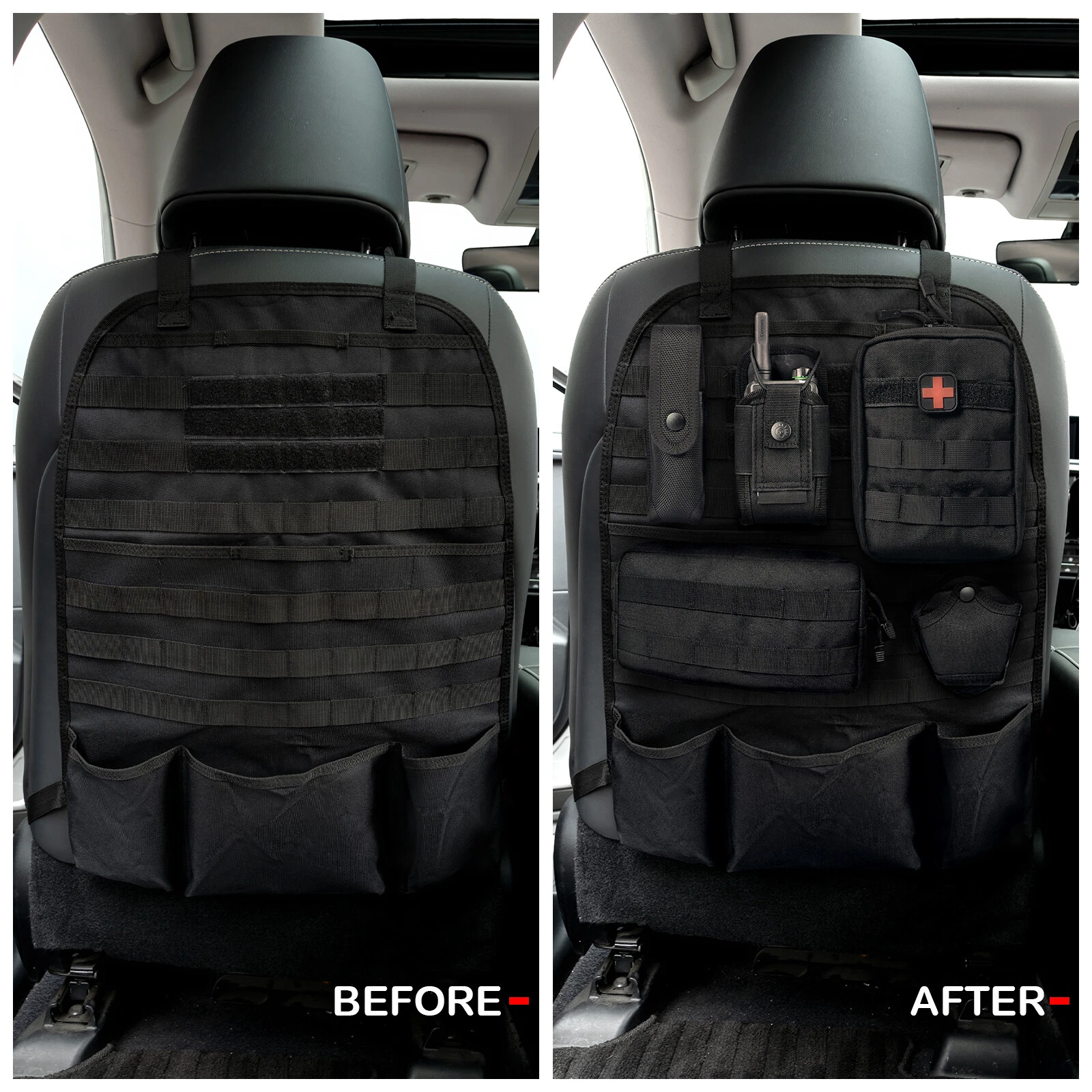 Tactical MOLLE Truck Seat Back Organizer - Car Cover Panel Vehicle Storage Bag