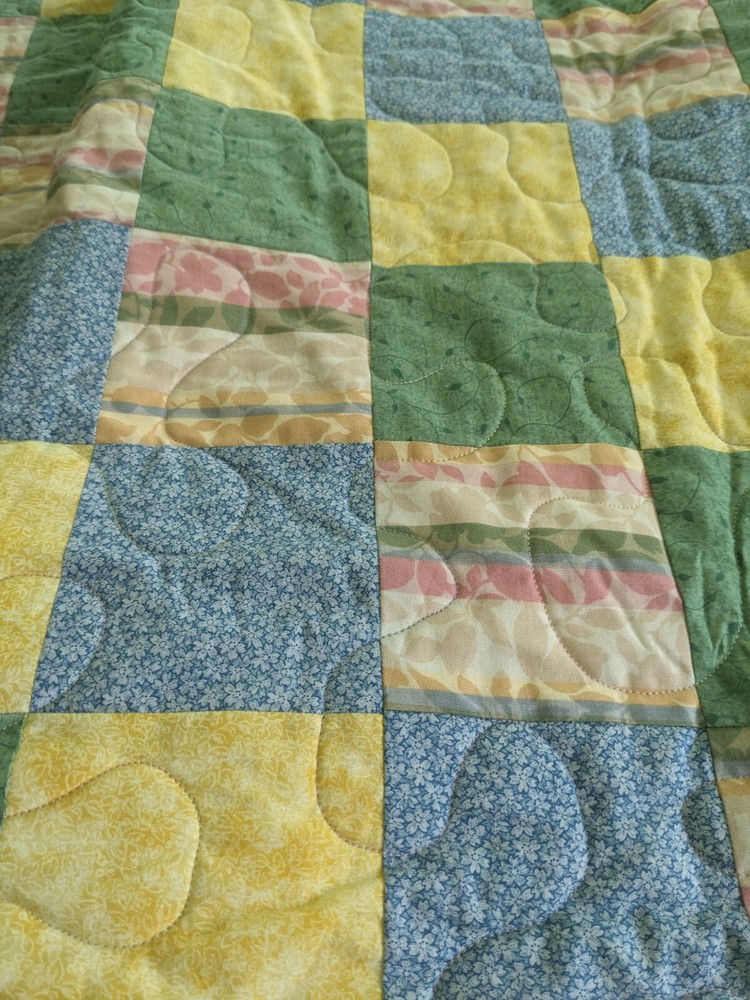 Spring Quilt Handmade 104" X 72" Patchwork With Sham Thin Lightweight Stunning
