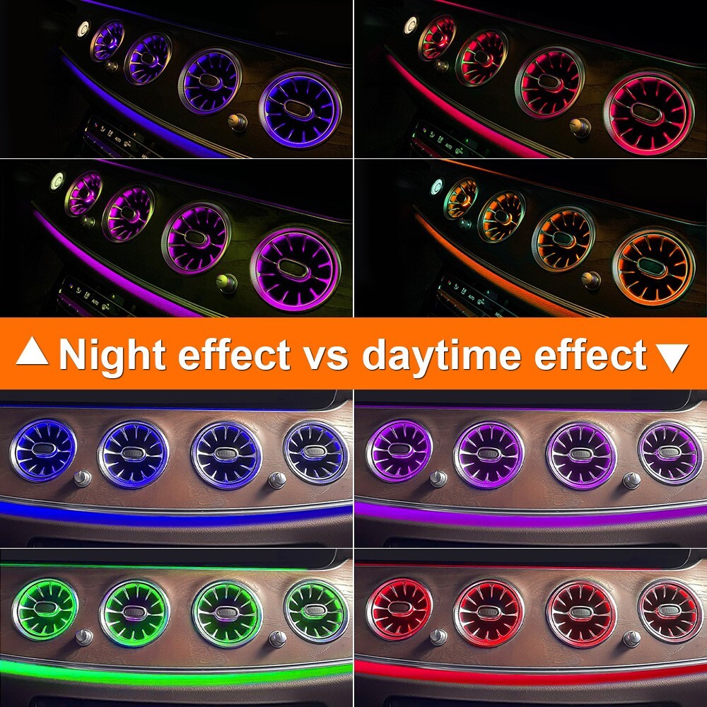 8PCS AC Vent Ambient Light For Mercedes Benz E-Class W213 2016-2023 64 Colors