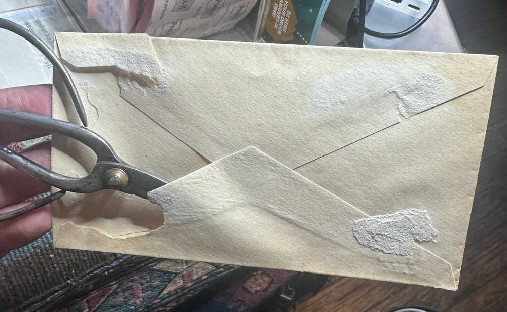 CEYLON ENVELOPE c1890 FIVE CENTS ON 4c. DAMAGED BACK