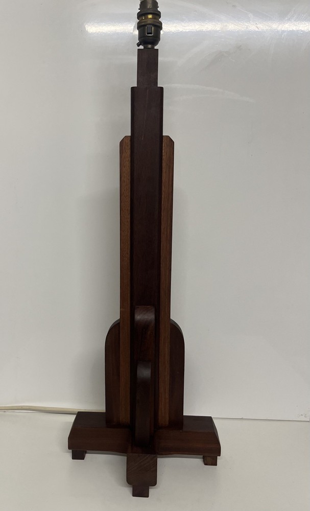 Art deco teak table lamp skyscraper rewired restored