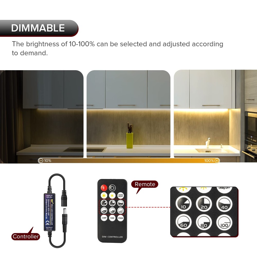 Mini RF Dimmer Controller, 14 Keys, DC5V-24V, Single Color, LED Strips, Switch