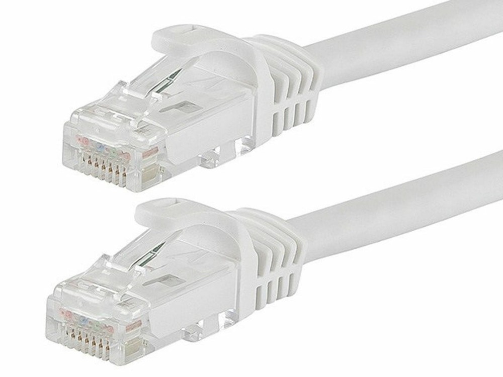 Cat6a Ethernet Network Patch Cable RJ45 23AWG 600Mhz Solid Copper Wire 3' White