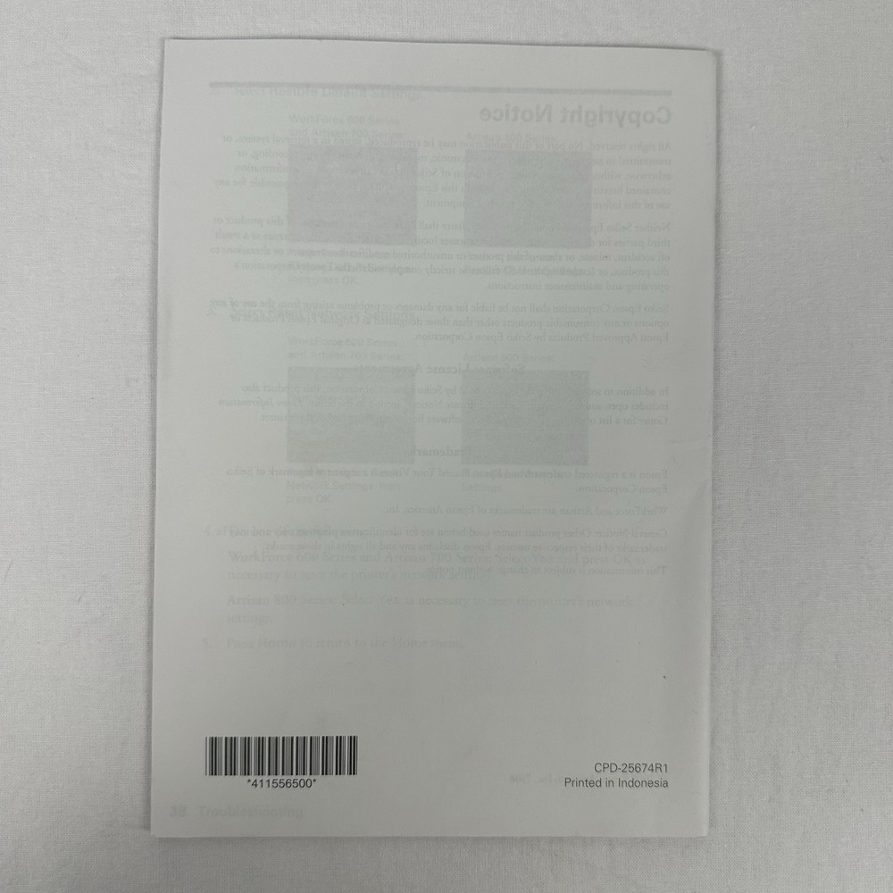 Epson WorkForce 600 Series Printer Manuals - Quick Guide & Network Installation