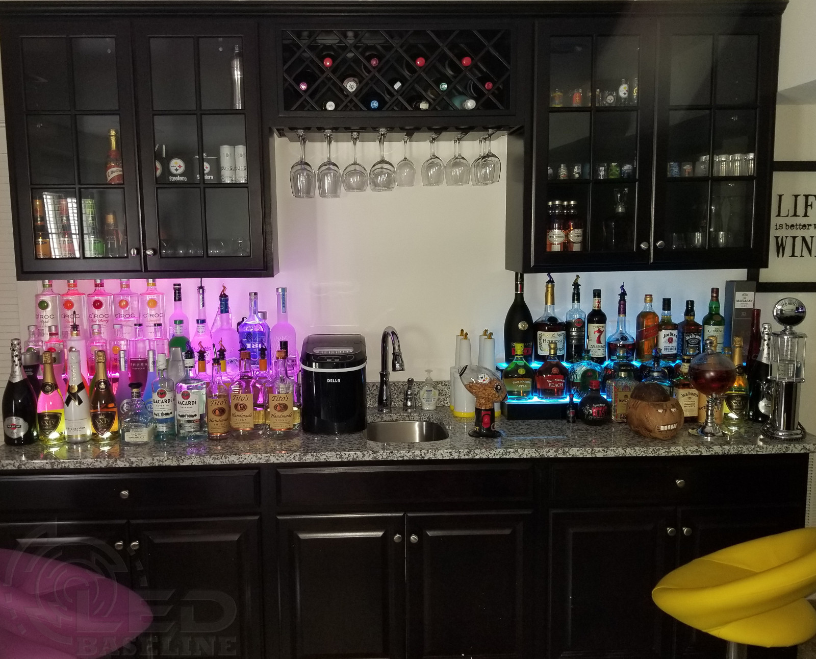 32" LED LIGHTED BAR SHELVES, Two Step, LED Liquor Bottle displ, Display Shelving