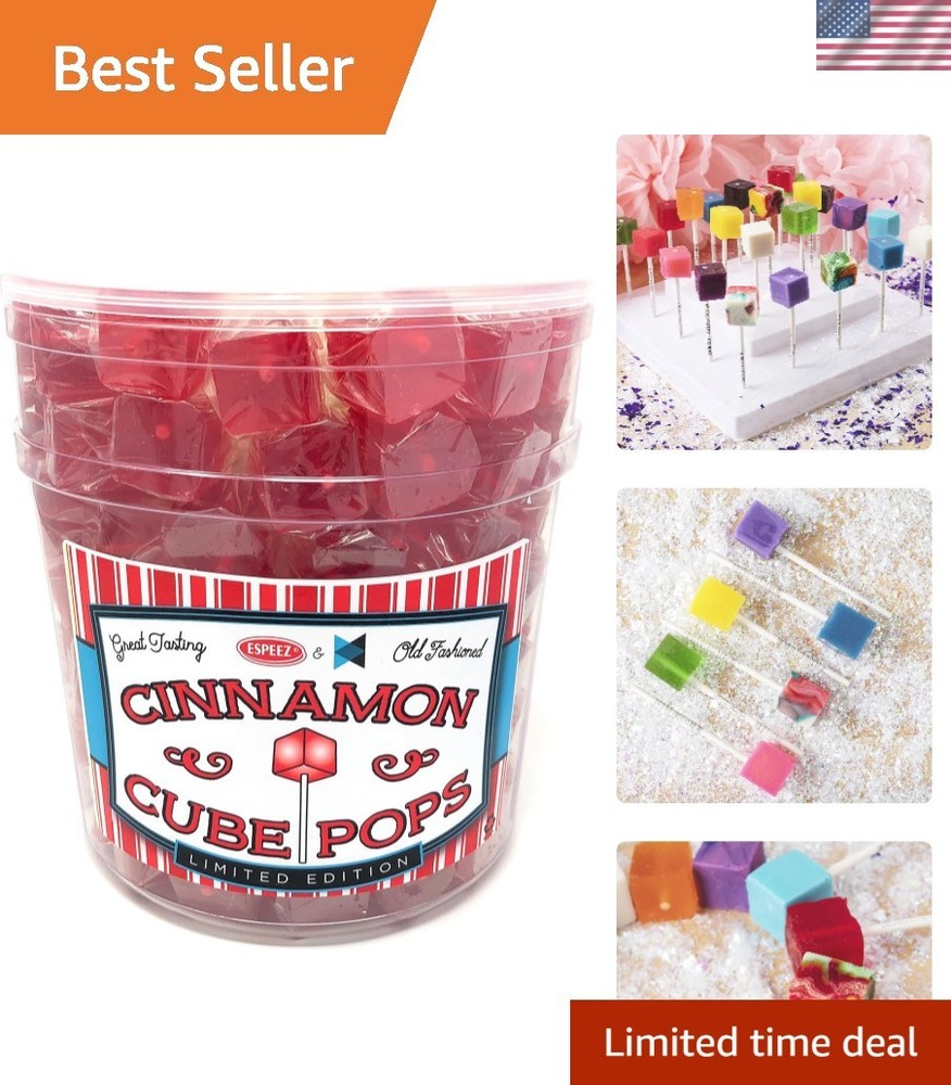 Hard Candy Cube Lollipop Suckers: Individually Wrapped Flavored Sucker Pack b...