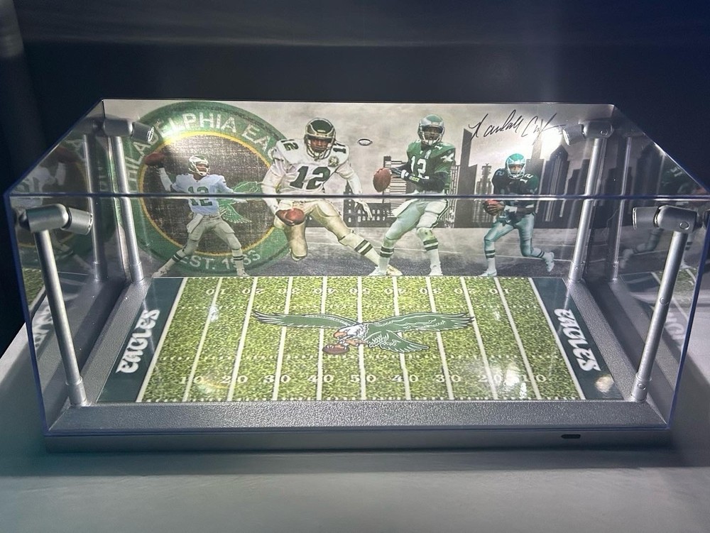 Randall Cunningham Custom 2 Mini Helmet display case with LED lights - Eagles