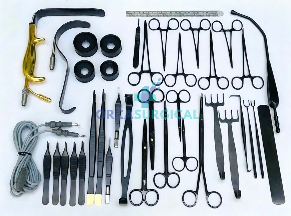 Titanium Black Coated Stainless Breast Augmentation Instruments Set, 39 Pcs