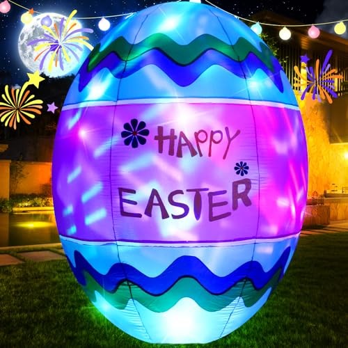 6FT Easter Egg Inflatable Outdoor Yard Decoration Build-in LED 6FT Easter eggs