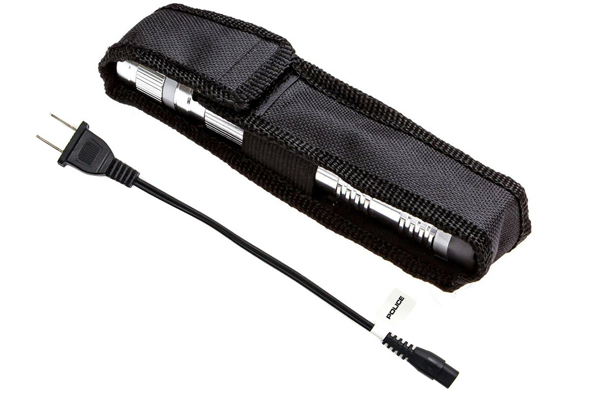 POLICE Metal Stun Gun M12 680 BV Rechargeable LED Flashlight - Grey