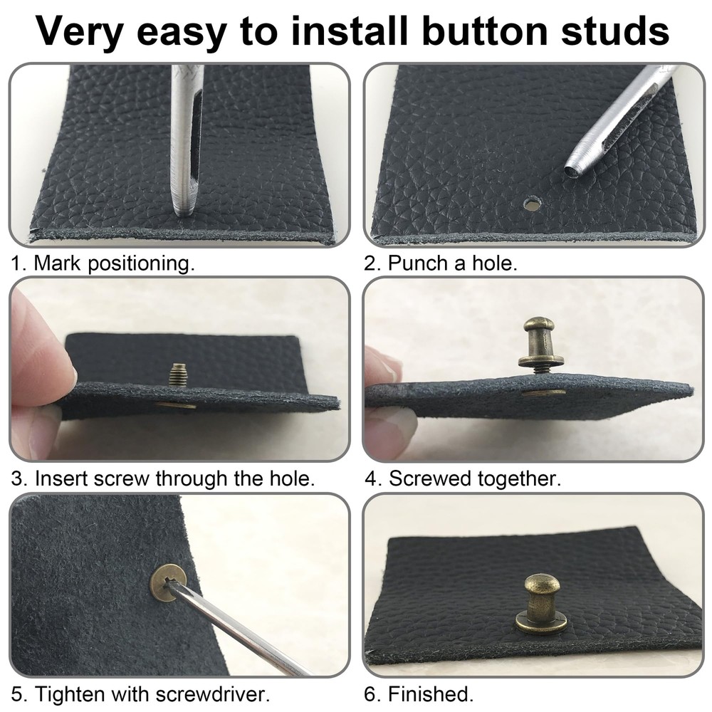 YORANYO 120 Sets Round Head Button Stud Assorted Sizes Button Screw Stud for