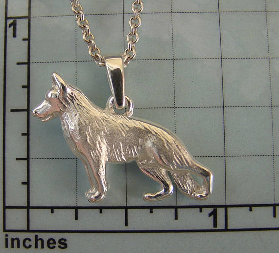 Small Sterling Silver German Shepherd Dog Standing Study Lapel Pin