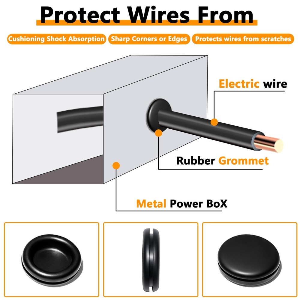 Rubber Grommet Kit 70 Pack - 7 Sizes Firewall Hole Plugs Rubber...