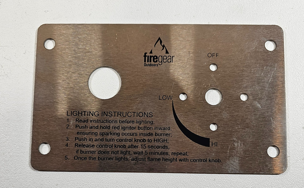 Firegear Outdoors Fire Pit Ignition Control Kit Valve Knob Wire Plate Ignitor