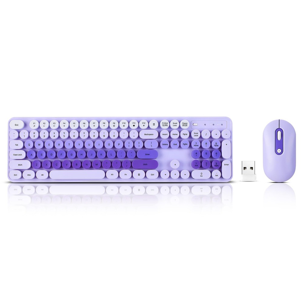 Wireless Keyboard and Mouse Combo, Full Size Compact Quiet Wireless Keyboard ...
