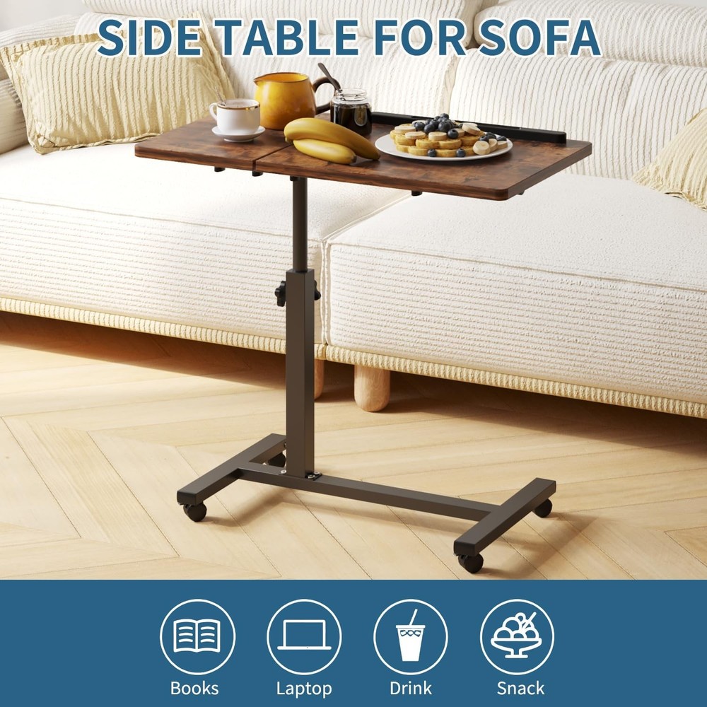 Overbed Table，Bedside Table，Adjustable Height＆Protable Stan