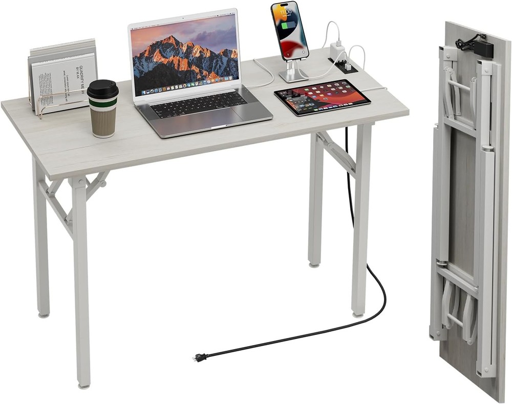 Small Computer Desk Folding Table 35.8" Foldable Office Desk No Assembly Perfect