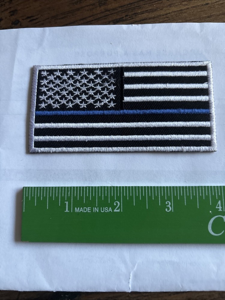Police Blue Line Iron On Patch