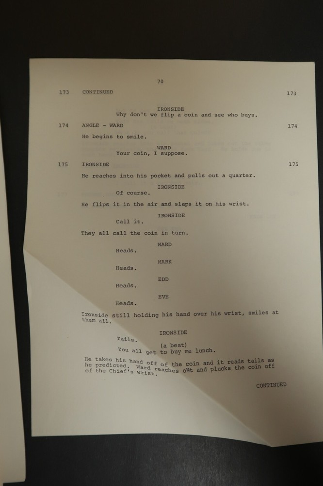 Ironside Deadlock Original TV Script Stephen J. Cannell Screenplay Sept. 1970