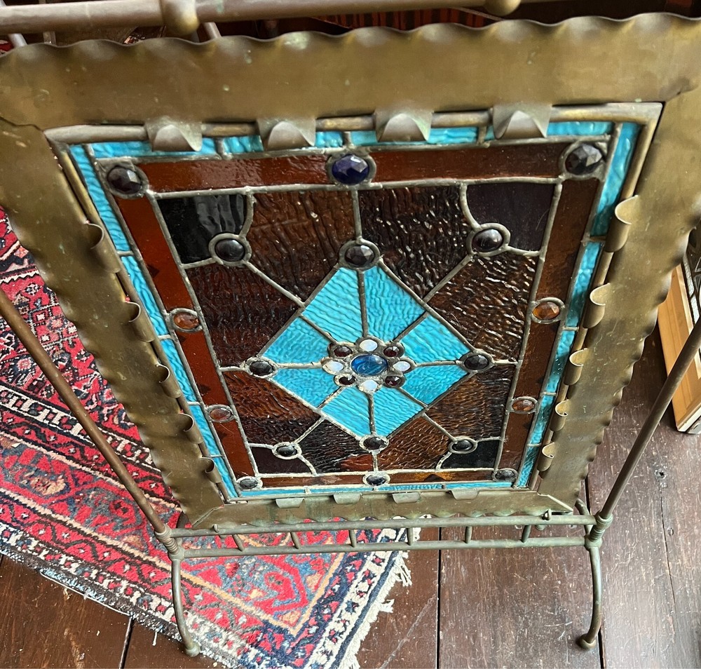 Nicely jeweled antique fire screen