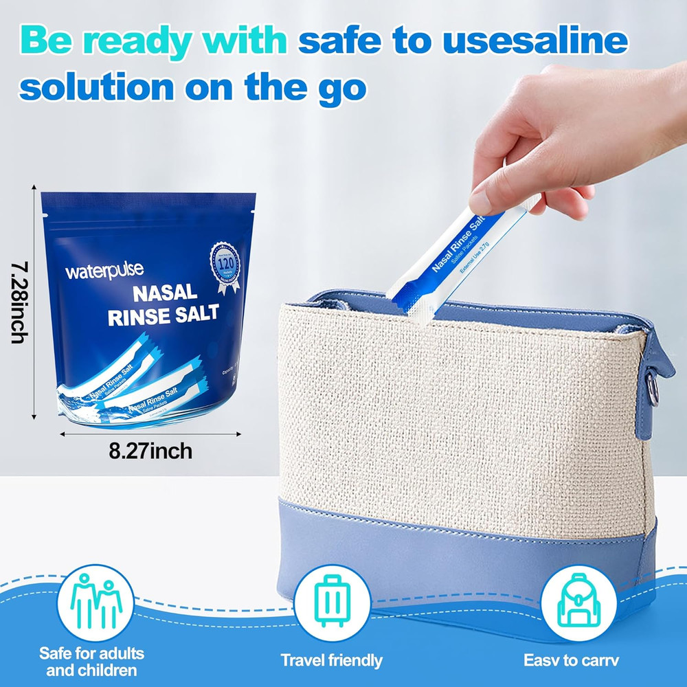 120 Individually Wrapped Saline Packets for Nasal Rinse and Irrigation
