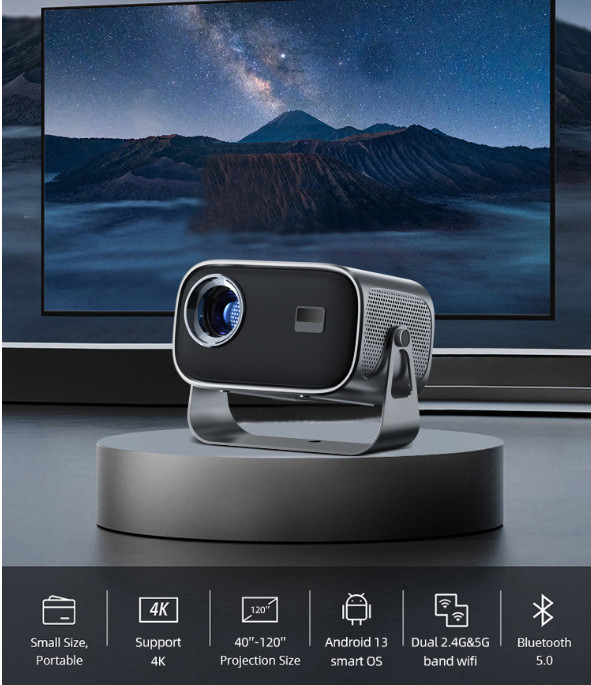 Cloud-based Projector! 720P with 4K decoding support, WiFi + Bluetooth!