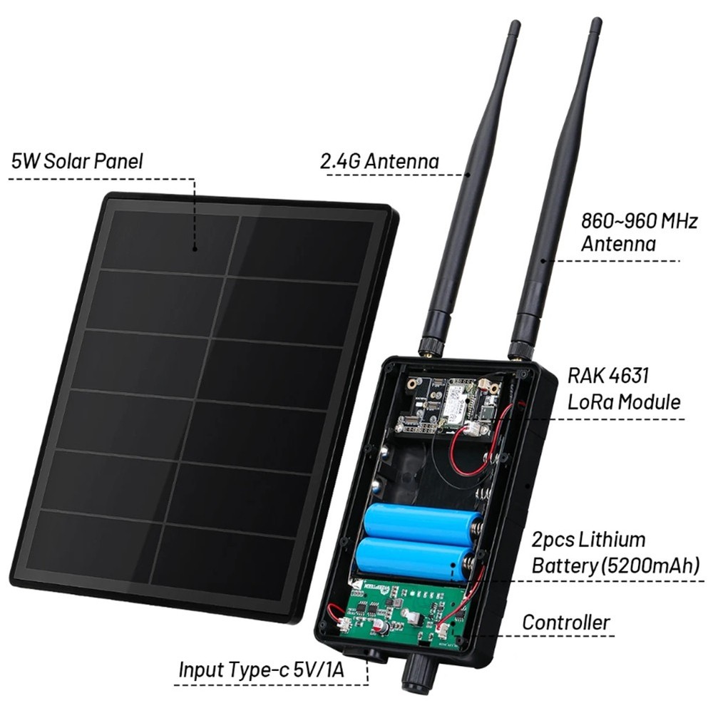 D5L Solar Node with 5V Solar Panel RAK19007 & RAK4631 WisBlock Integration1944