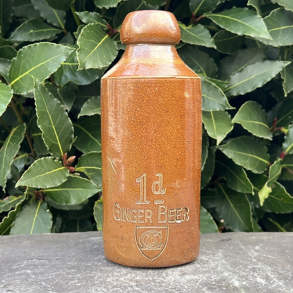 1d Ginger Beer Old Fashioned Stoneware Bottle Rustic Farmhouse Kitchen Décor
