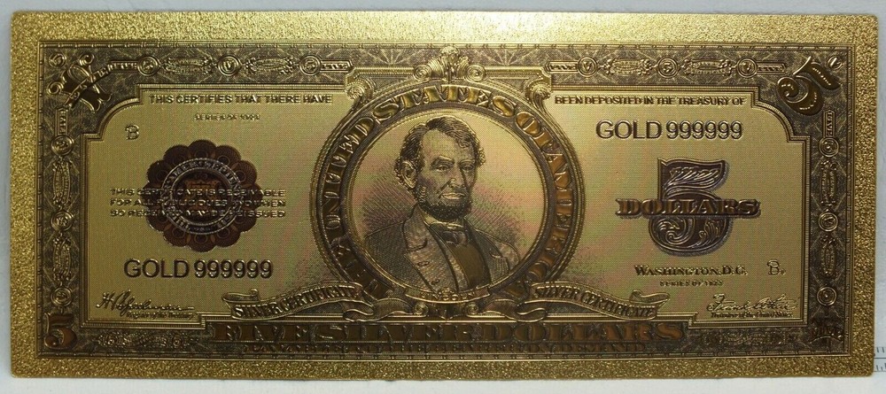 1923 Abe Lincoln Porthole Silver Certificate $5 Gold Bill FREE SHIPPING!