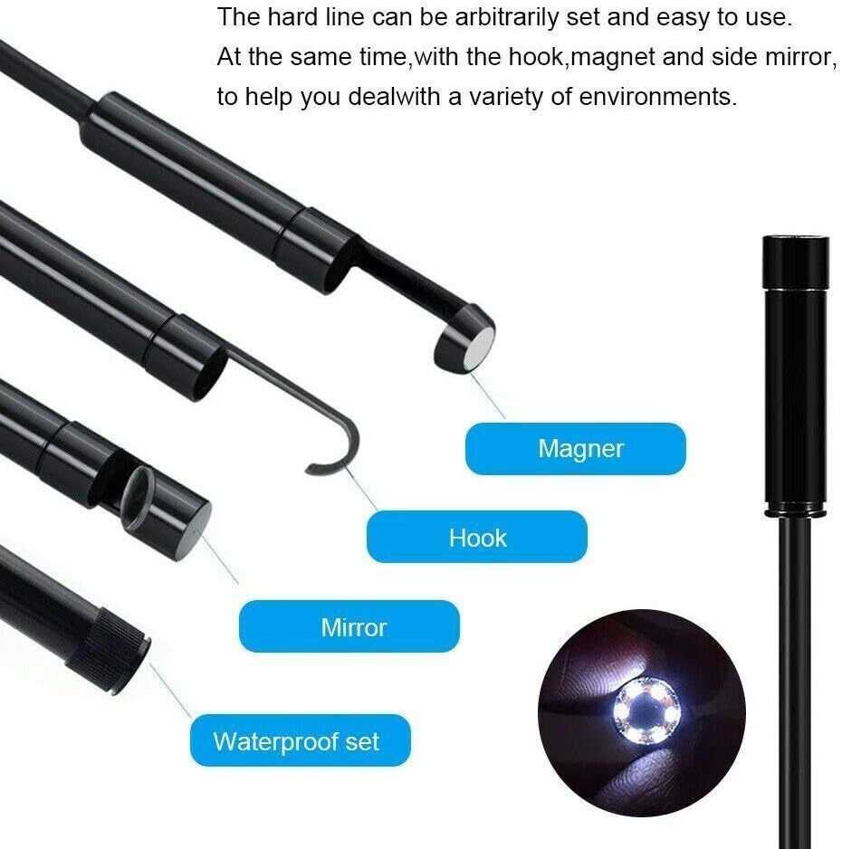 2M USB Snake Endoscope Borescope HD Inspection Camera Scope for Android 7mm