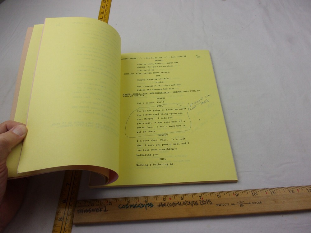 Murphy Brown "Phil's not-so-silent partner" shooting script 1992 Candice Bergen