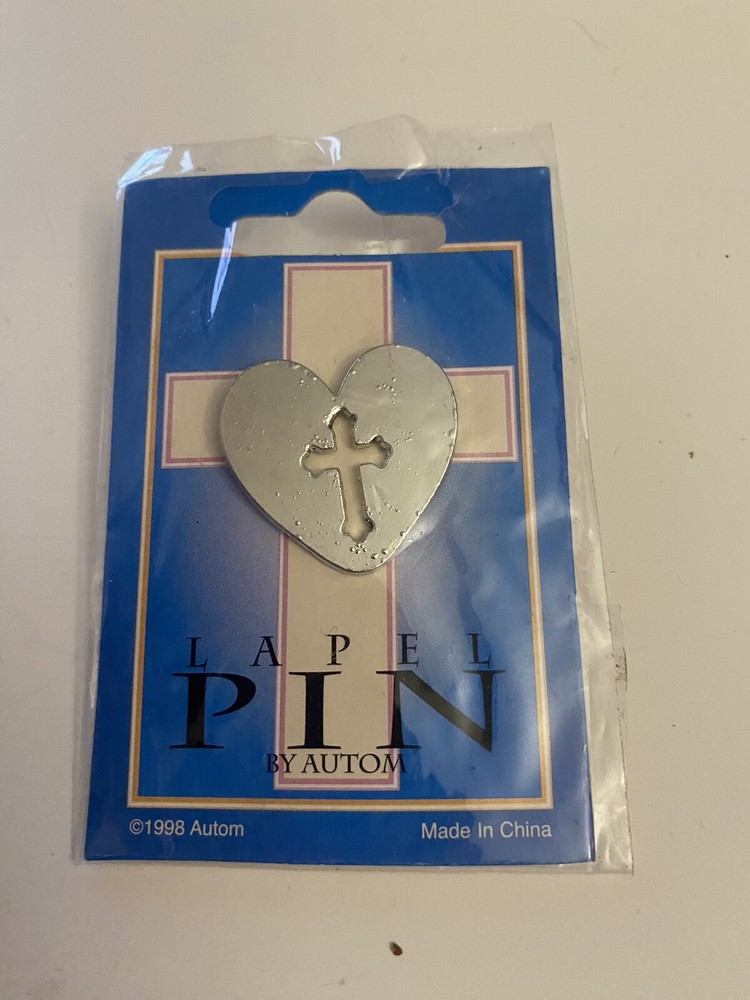 Heart Religious Cross Lapel Pin P2