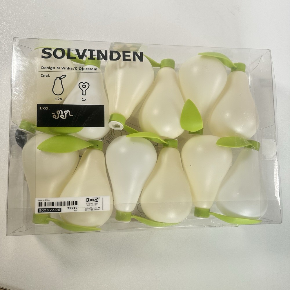 IKEA Solvinden Pear Shape String Light Covers 12 Pack White Green New Sealed
