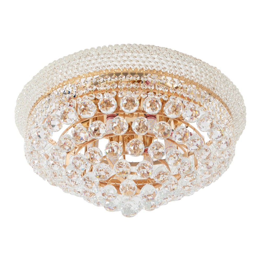 Modern Elegant Crystal Ceiling Light Gold Round Flush Mount Chandelier Lighting