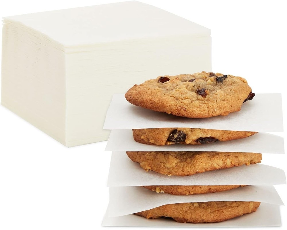 1000 Pack Precut Bleached Parchment Paper Sheets Non-Stick Square White 4x4"