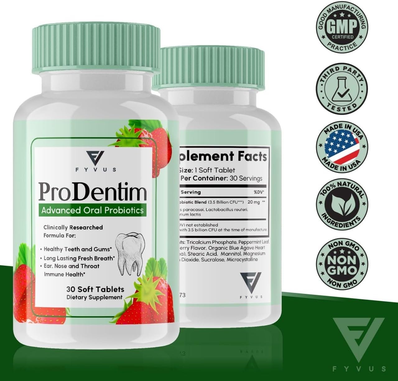 Prodentim Chewable Tablets for Gums and Teeth Oral Probiotics Strawberry (30 ct)