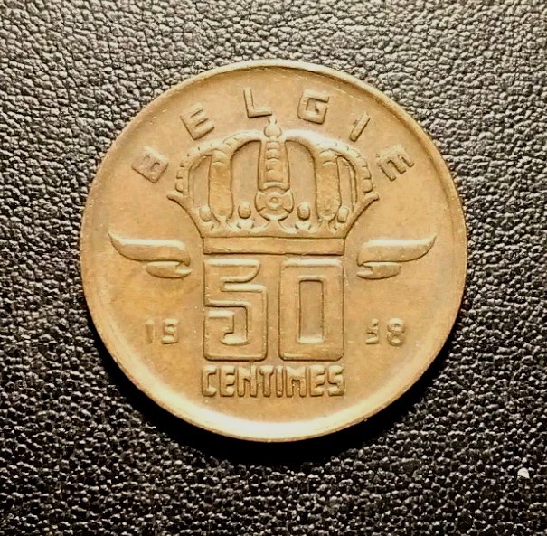 1958 Belgium 50 Centimes Coin
