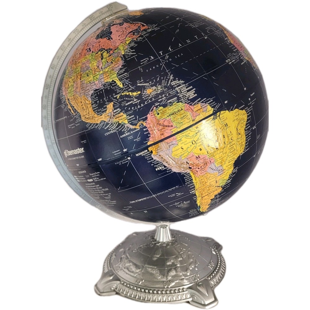 Globemaster 12" Replogle Tabletop Globe Multicolor Metallic Base Rotating