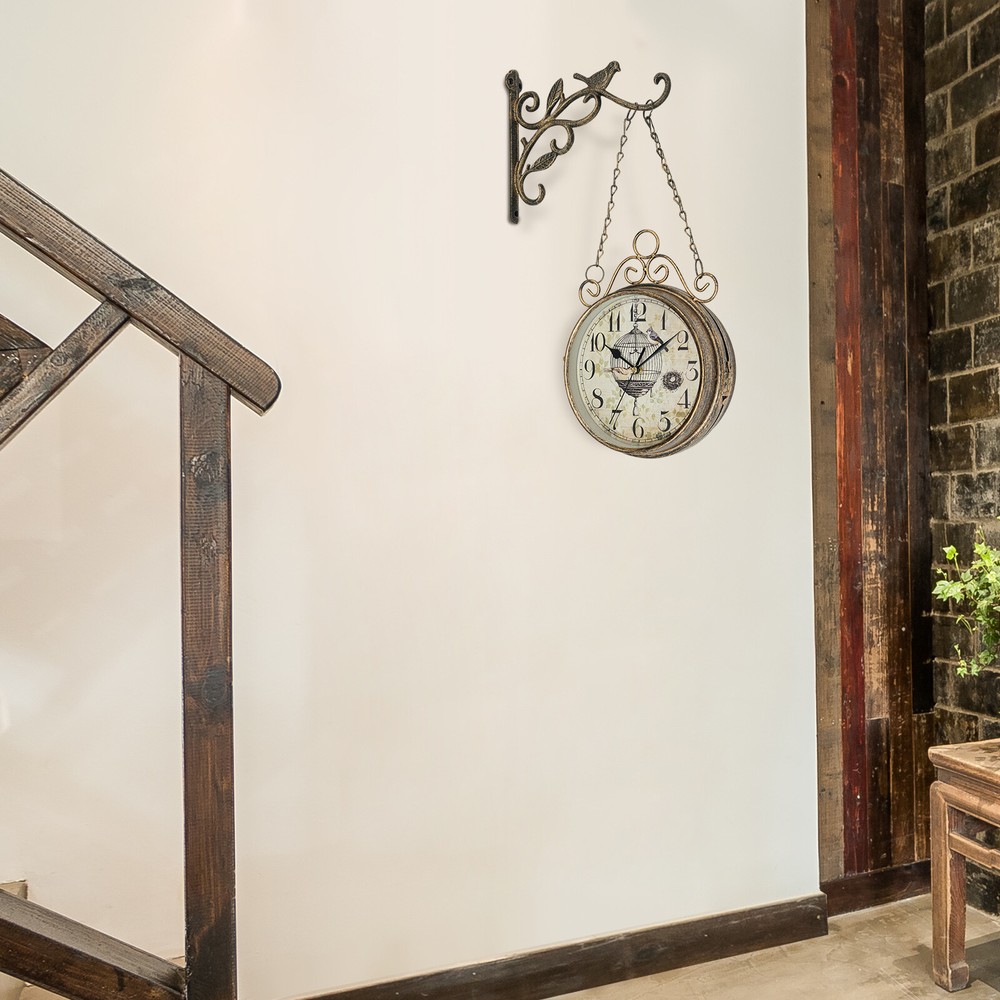 Double-sided Wall Clock, Wall Clock Decoration, Vintage Wall Clock Indoor Use