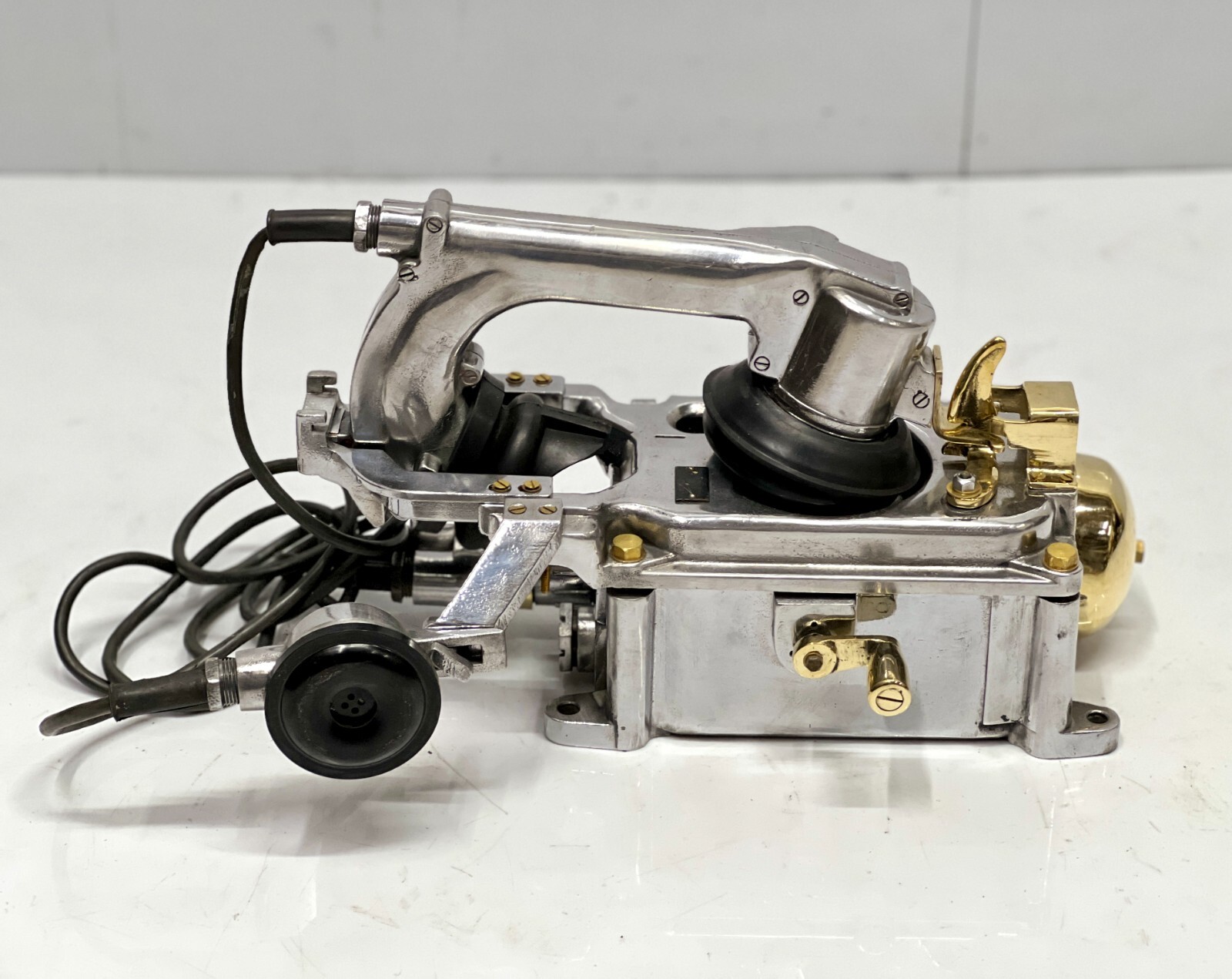Antique Original Aluminum & Brass Ship Submarine Sound Powered Telephone - Wall