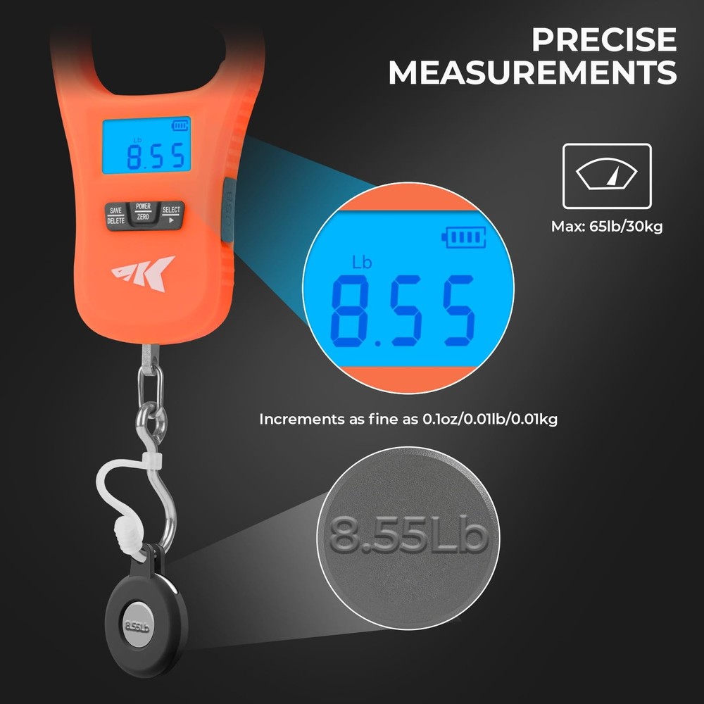 Fishing Scale, USB Charging, 65lb Capacity, Ultra-Thin Digital Fish Scale