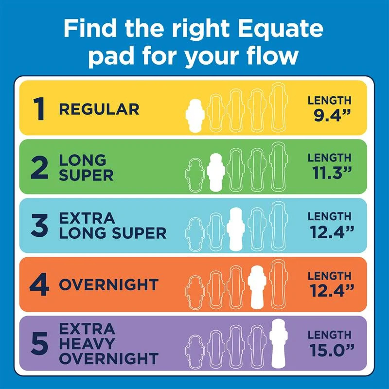 Equate Maxi Pads with Wings, Size 4, Overnight Absorbency, Compare to Always® (2